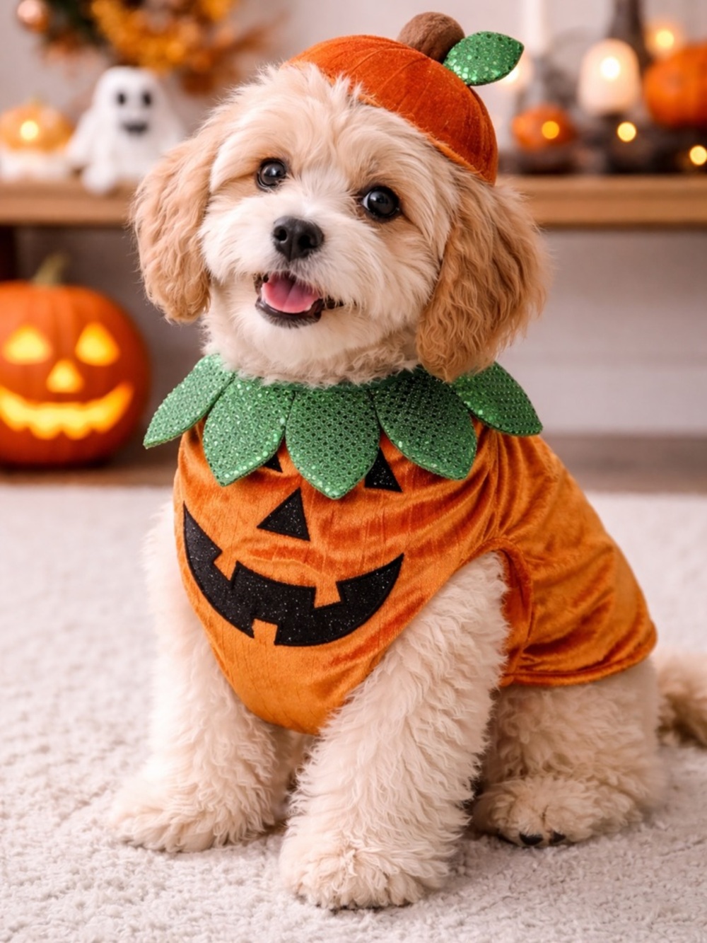 Pumpkin Jack O’Lantern Dog Halloween Costume Size Medium Pet Pumpkin Outfit